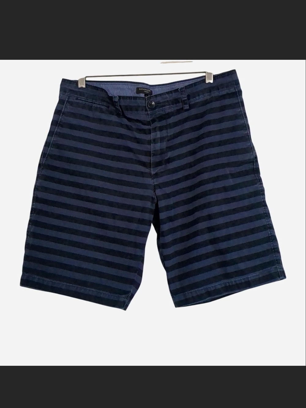 BANANA REPUBLIC Aiden Striped Shorts Navy Blue Size 33